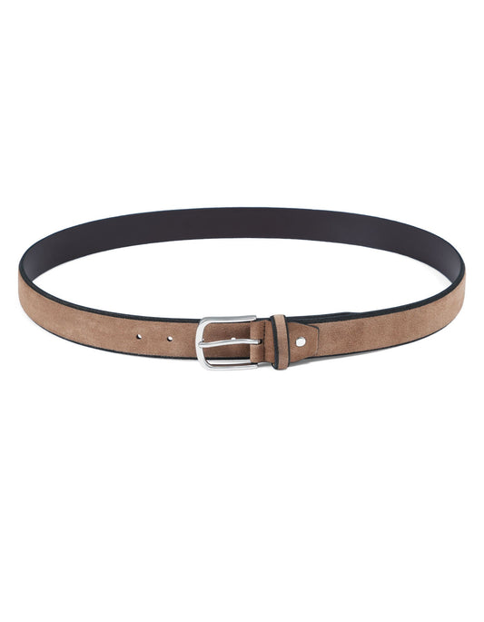 Beige Plain Suede Leather Belt