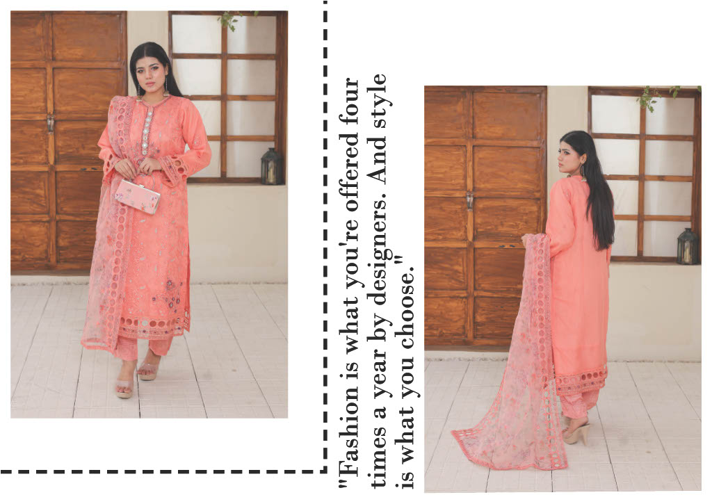 RUMMAN Luxury Embroidered Organza Semi-Stitched Collection With Clutch