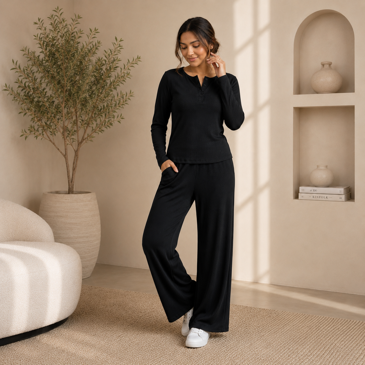 Women’s Premium Black Lounge Wear Co-Ord Set