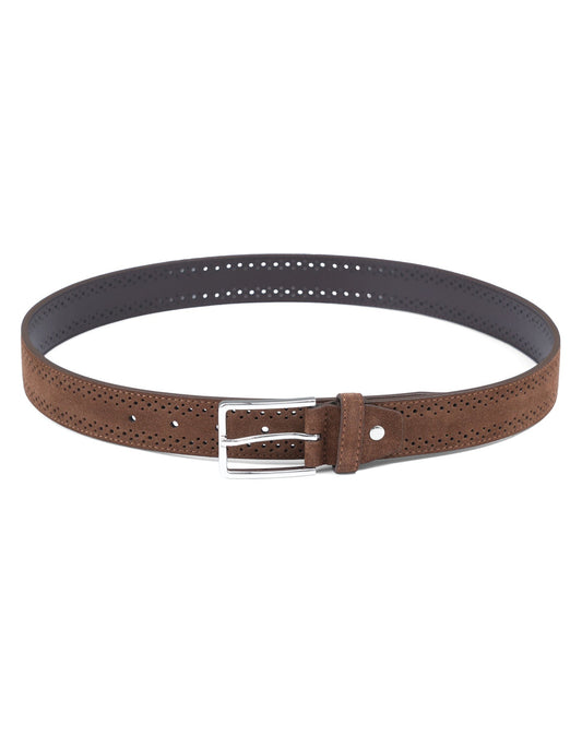 Brown Dotted Suede Leather Belt