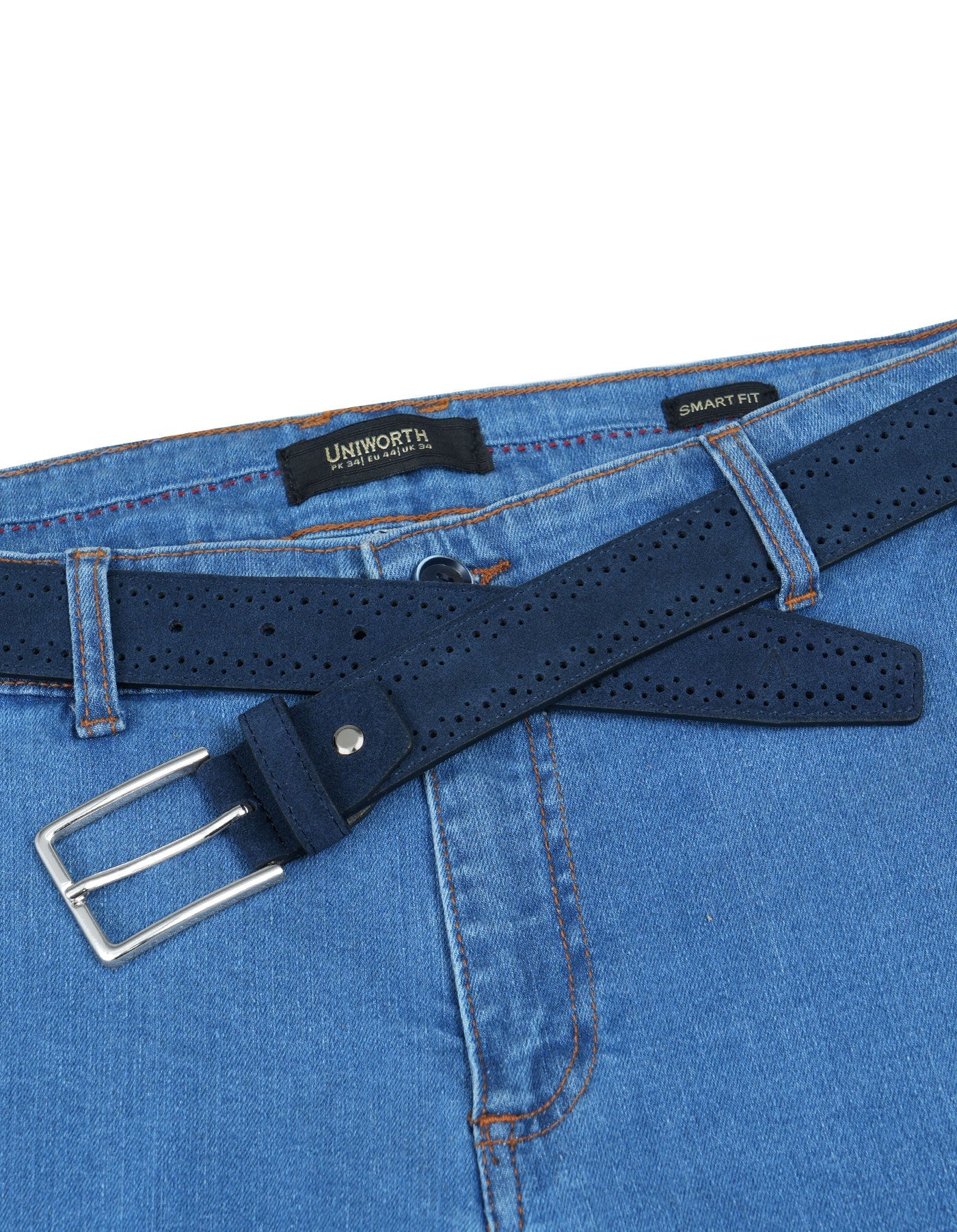 Navy Dotted Suede Leather Belt