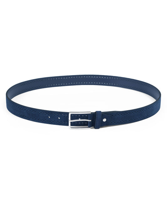 Navy Dotted Suede Leather Belt