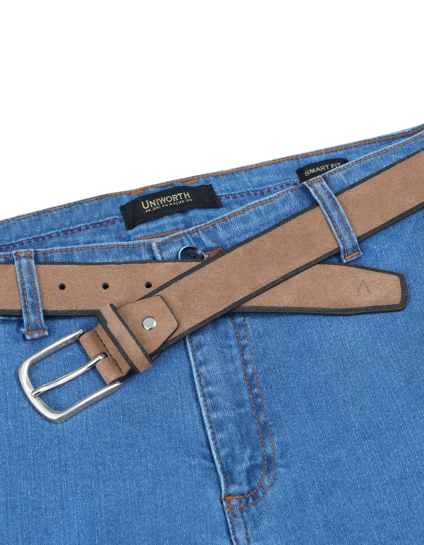 Beige Plain Suede Leather Belt