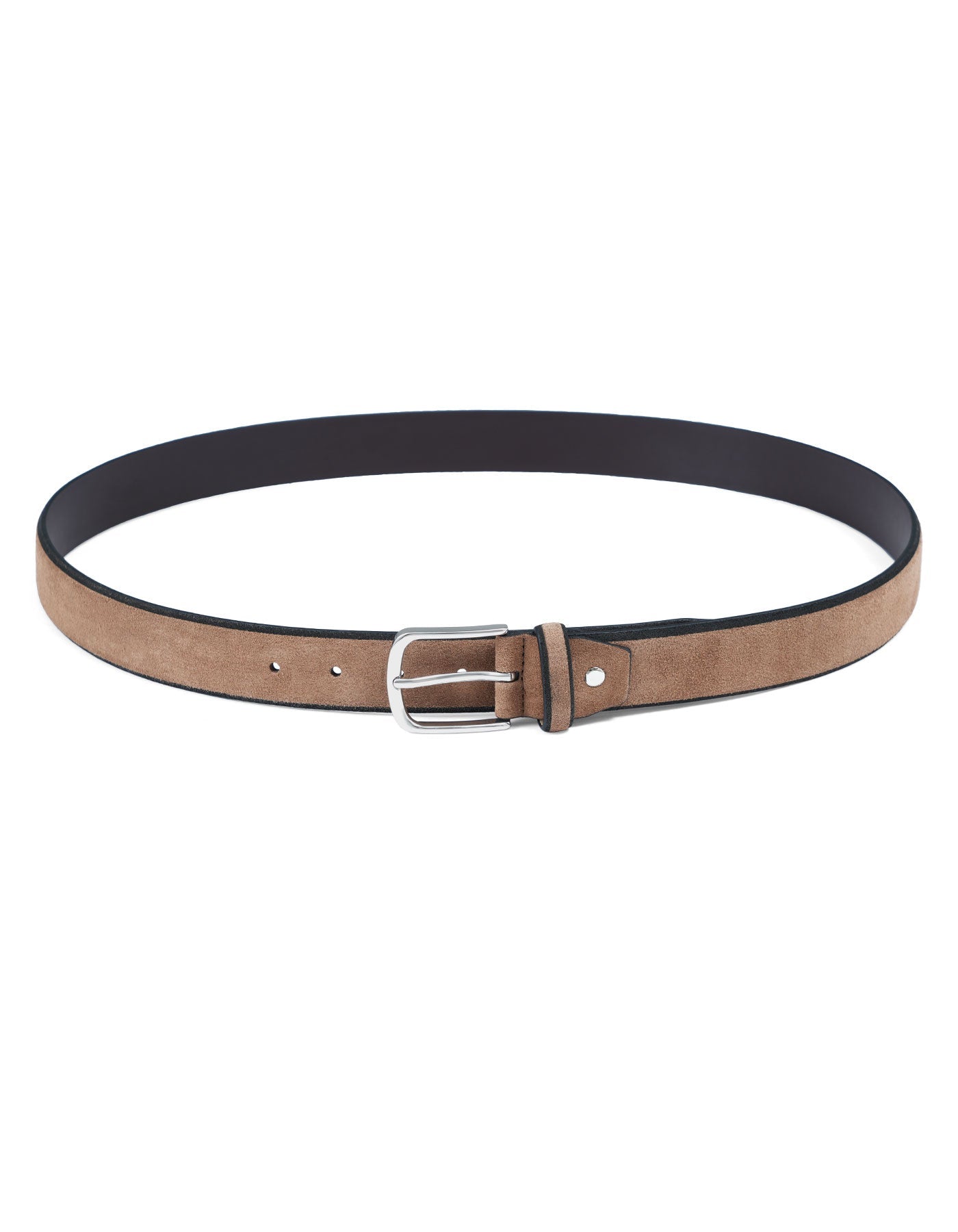 Beige Plain Suede Leather Belt