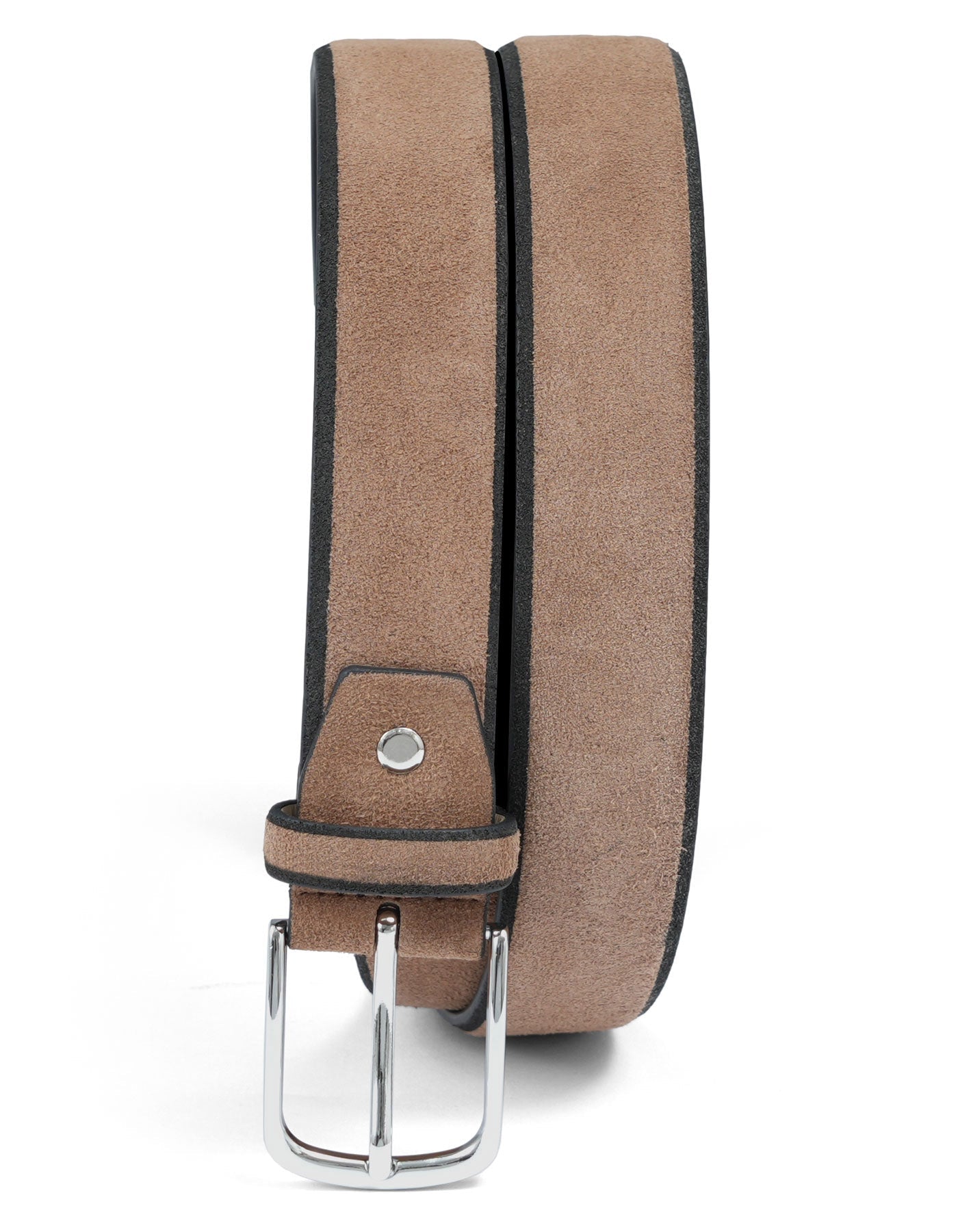 Beige Plain Suede Leather Belt