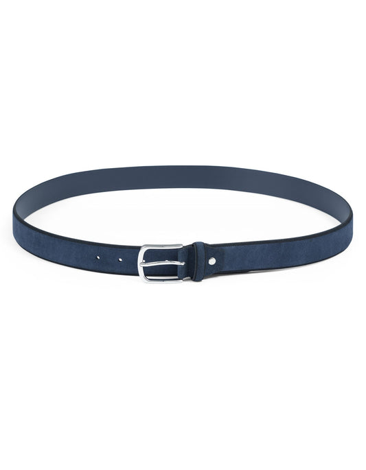 Navy Plain Suede Leather Belt