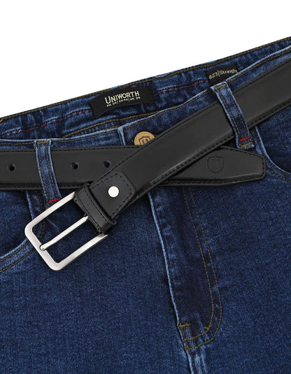Black Plain 100% Leather Formal Belt