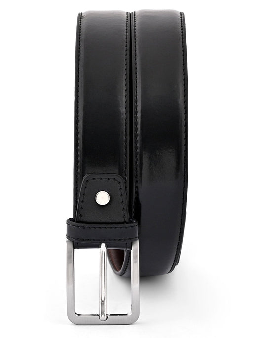 Black Plain 100% Leather Formal Belt