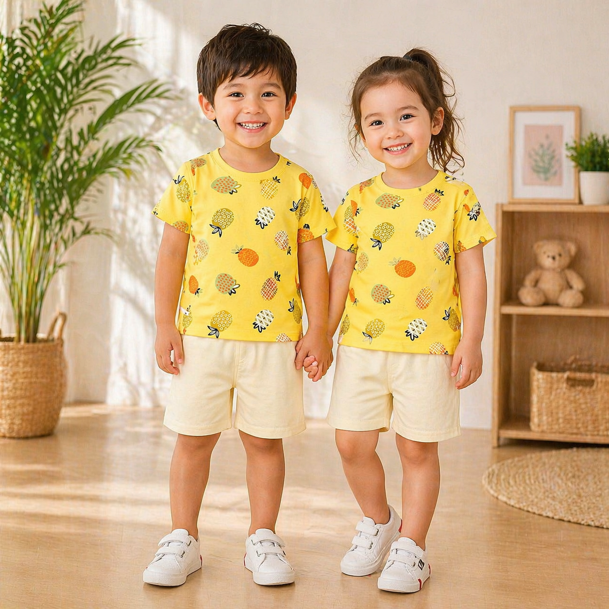 PINEAPPLE PRINTED SHORT SLEEVE KIDS WEAR