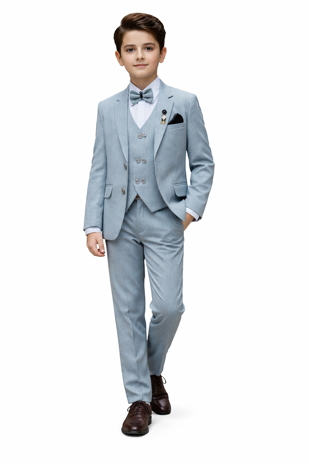 Boys 4-Piece Gray Coat Pant Suit (Size 2–13 Years)