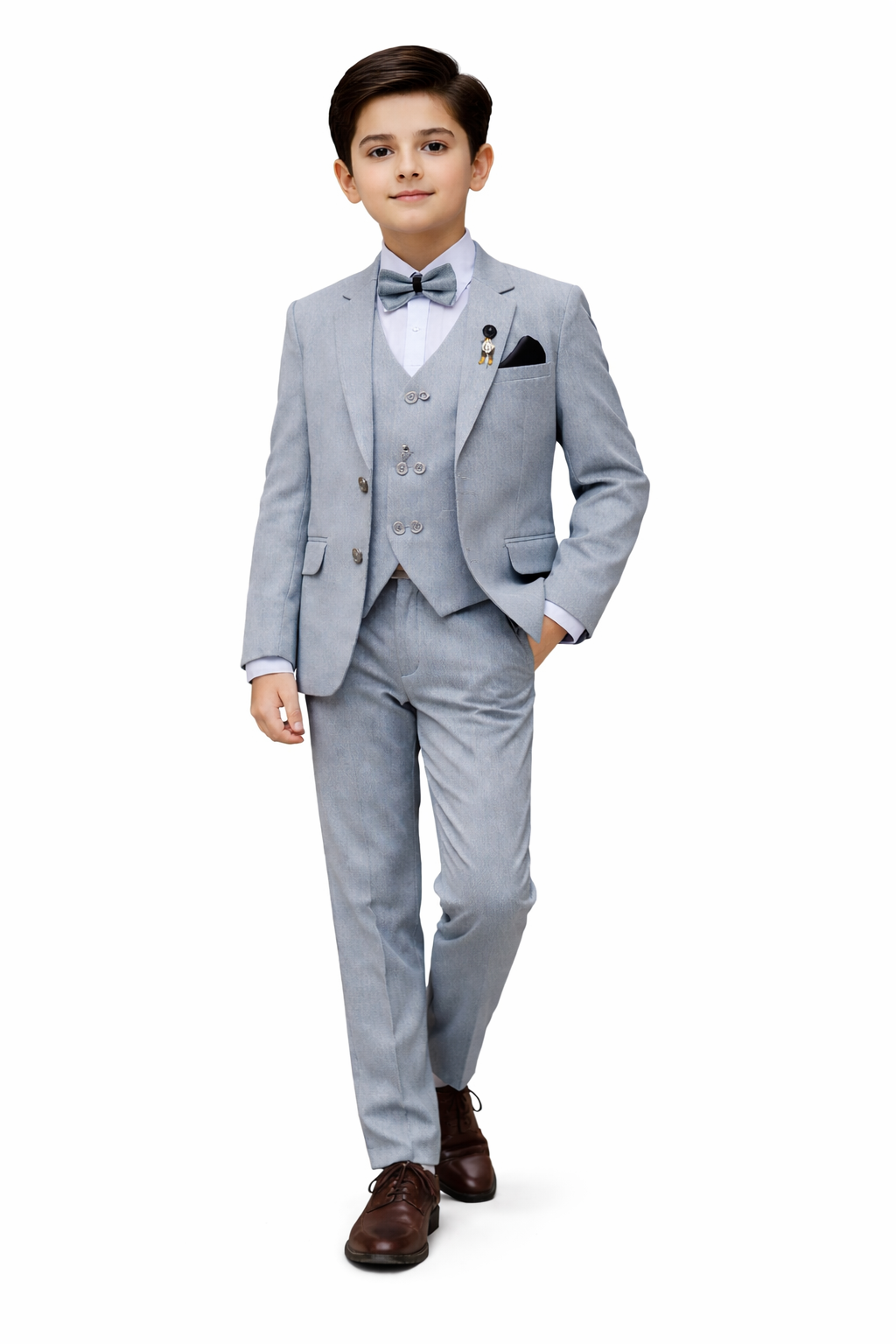 Boys 4-Piece Gray Coat Pant Suit (Size 2–13 Years)