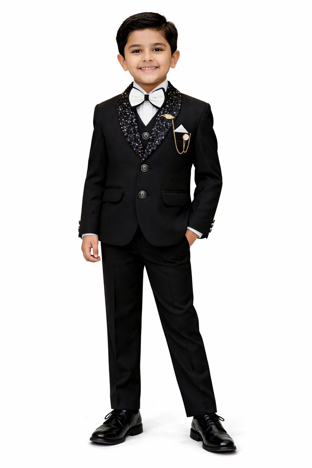 Boys Luxury 4-Piece Party Wear Coat Pant Set (Size 2 to 11 Years)