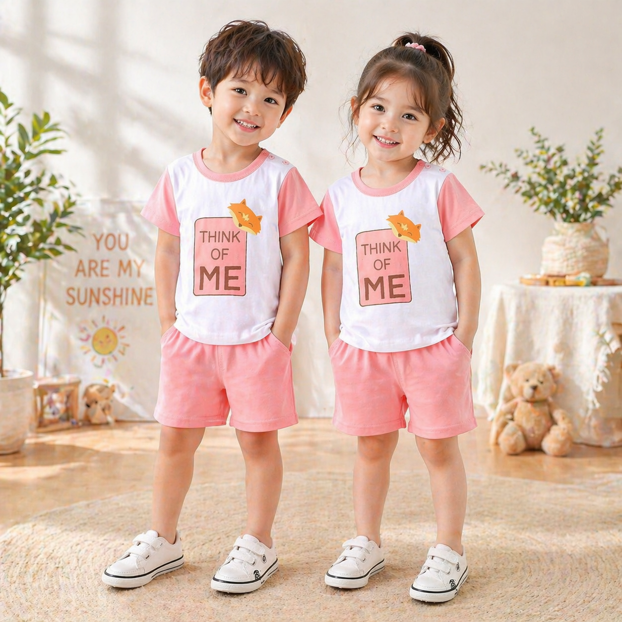 THINK OF ME  PRINTED SHORT SLEEVE KIDS WEAR