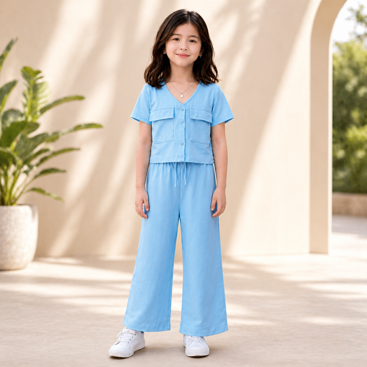 SKY BLUE DOUBLE POKET SHIRT KIDS WEAR