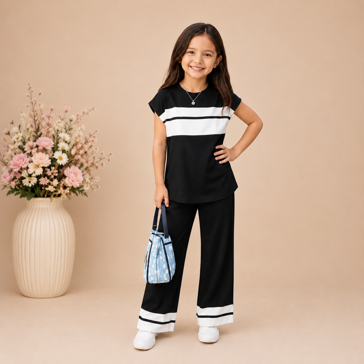 Black  Sando Panal Printed Kids Wear