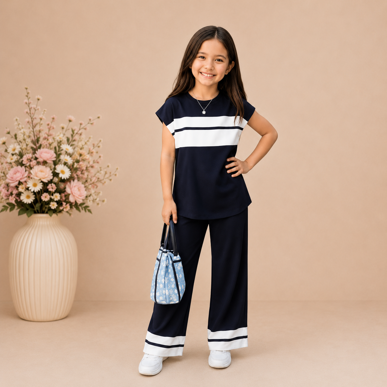 Blue Sando Panal Printed Kids Wear