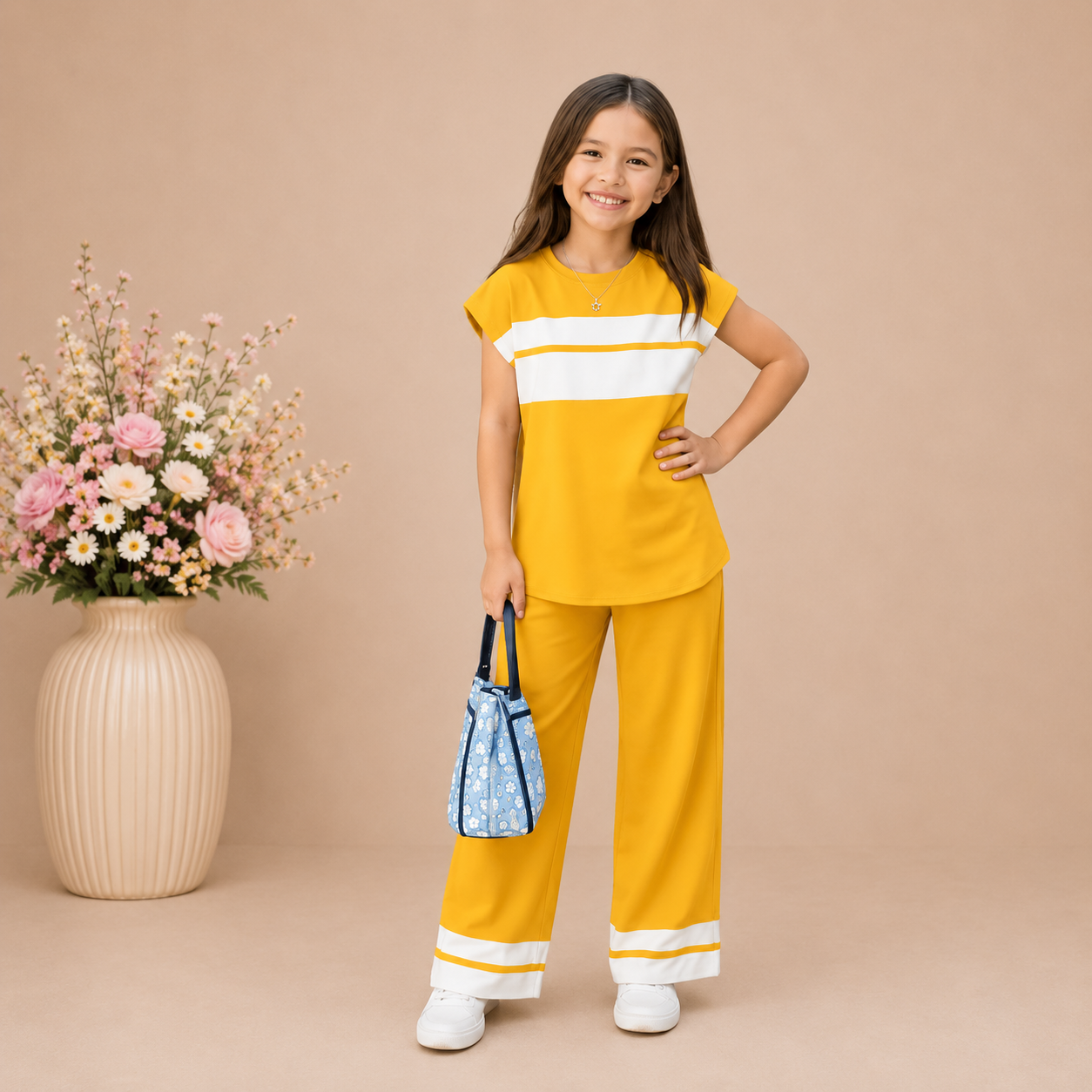 Yellow Sando Panal Printed Kids Wear