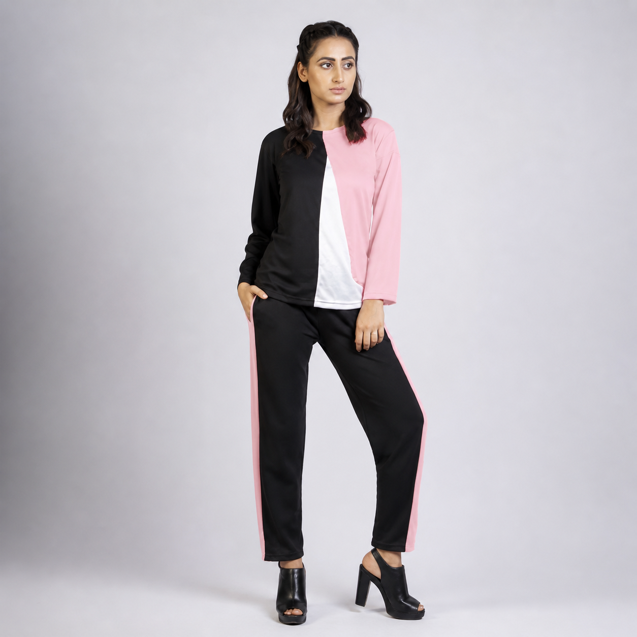 Women’s Black & Pink Color Block Co-Ord Set