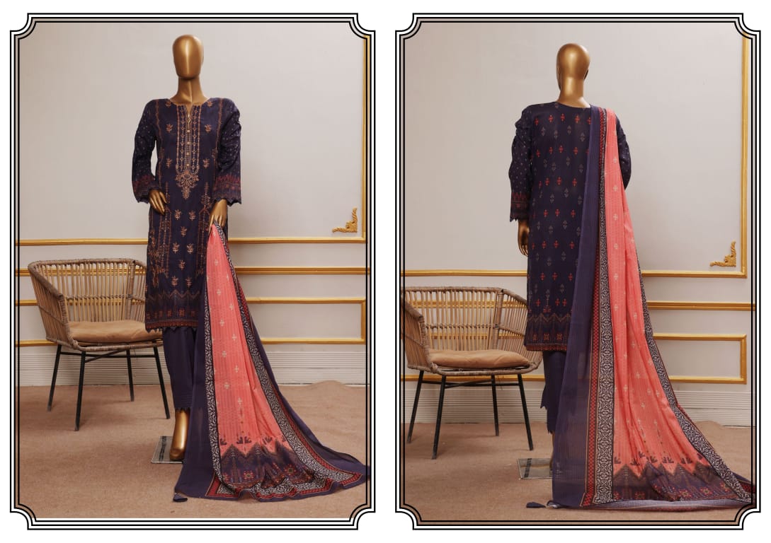 ERVA Stylish Embroidered Digital Print Lawn - 3 Piece Unstitched