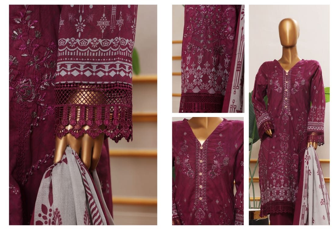 ERVA Stylish Embroidered Digital Print Lawn - 3 Piece Unstitched