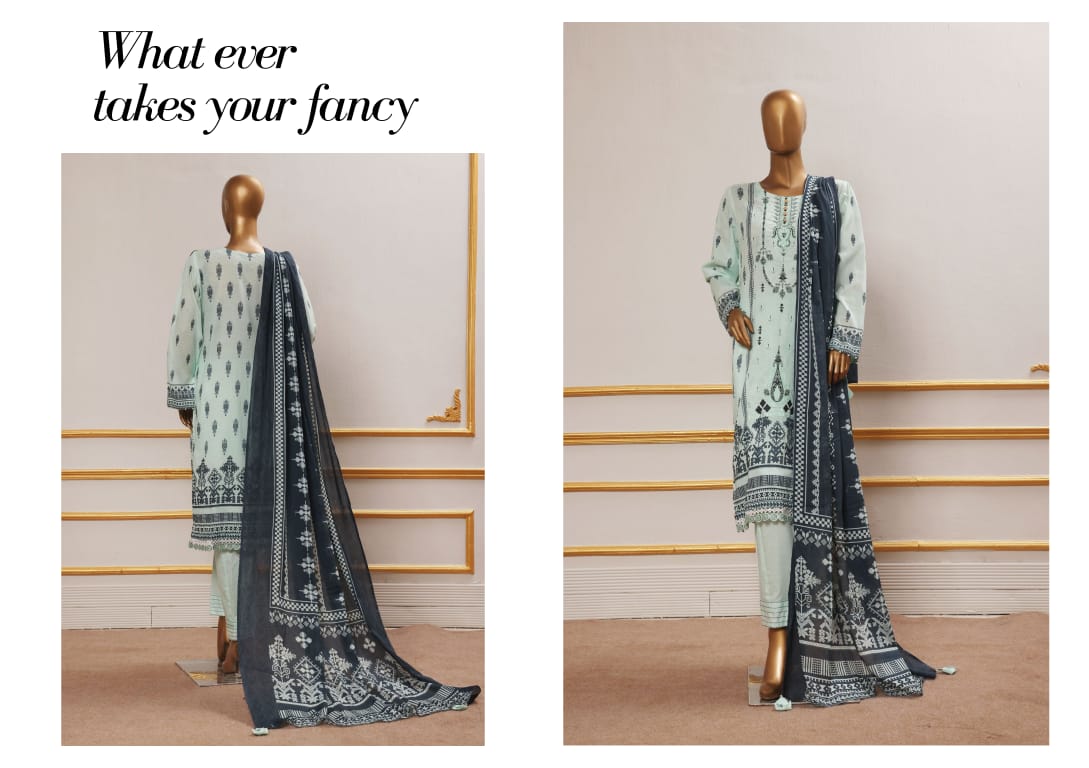 ERVA Stylish Embroidered Digital Print Lawn - 3 Piece Unstitched