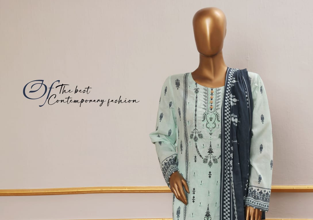 ERVA Stylish Embroidered Digital Print Lawn - 3 Piece Unstitched