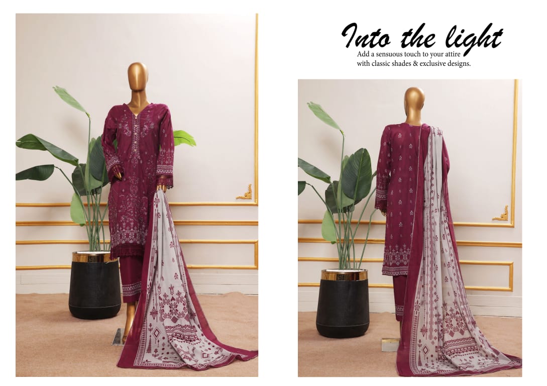 ERVA Stylish Embroidered Digital Print Lawn - 3 Piece Unstitched