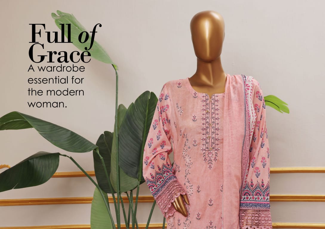 ERVA Stylish Embroidered Digital Print Lawn - 3 Piece Unstitched