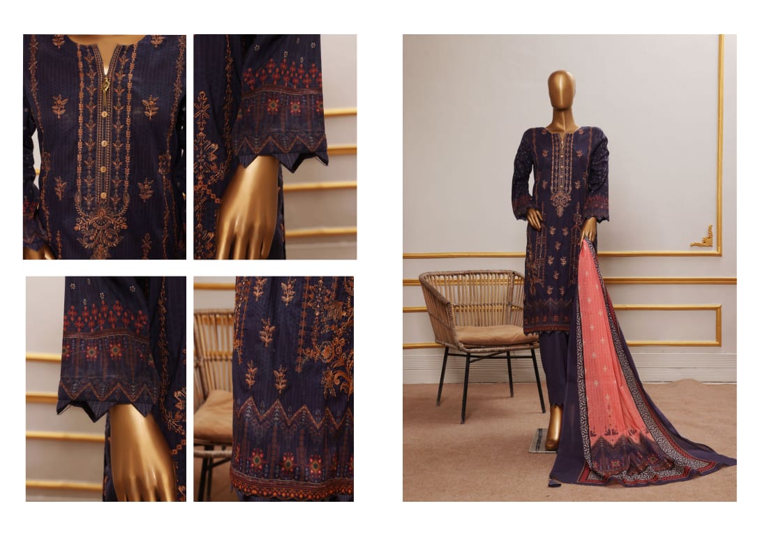 ERVA Stylish Embroidered Digital Print Lawn - 3 Piece Unstitched