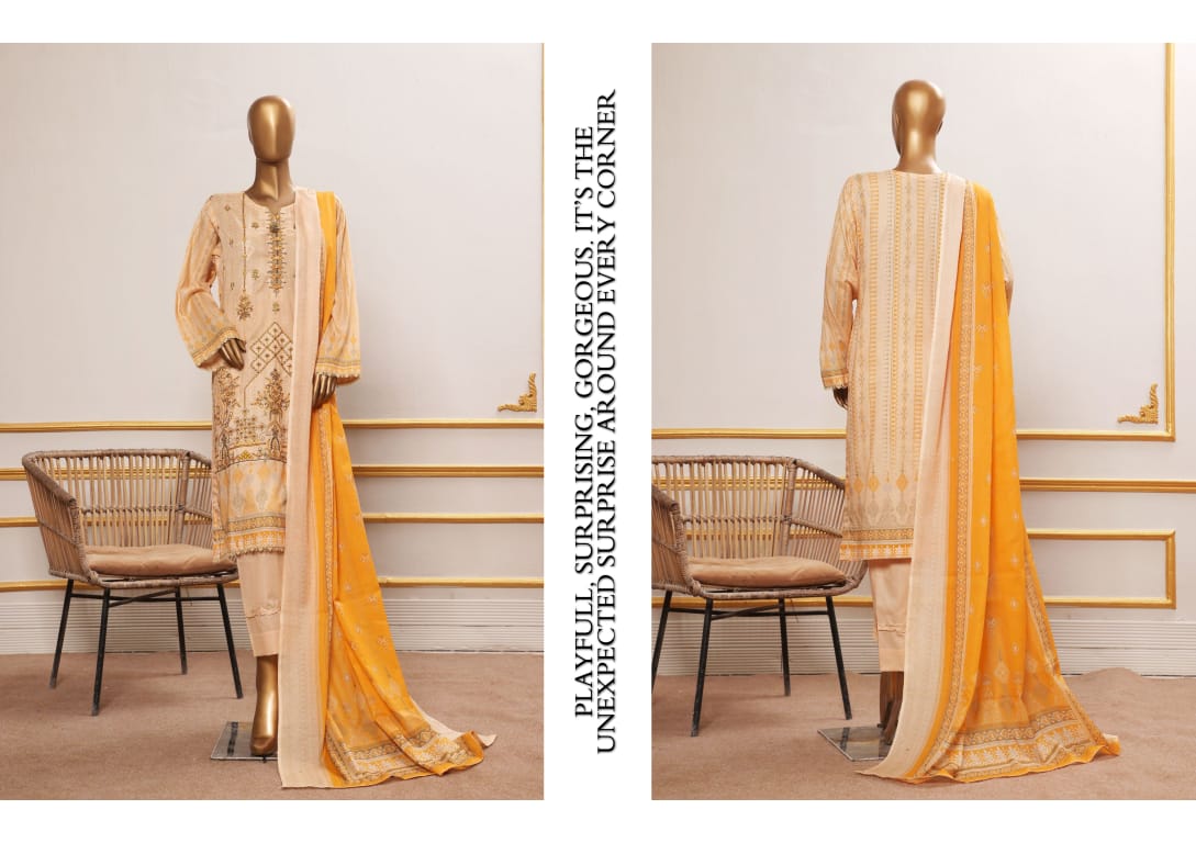 ERVA Stylish Embroidered Digital Print Lawn - 3 Piece Unstitched