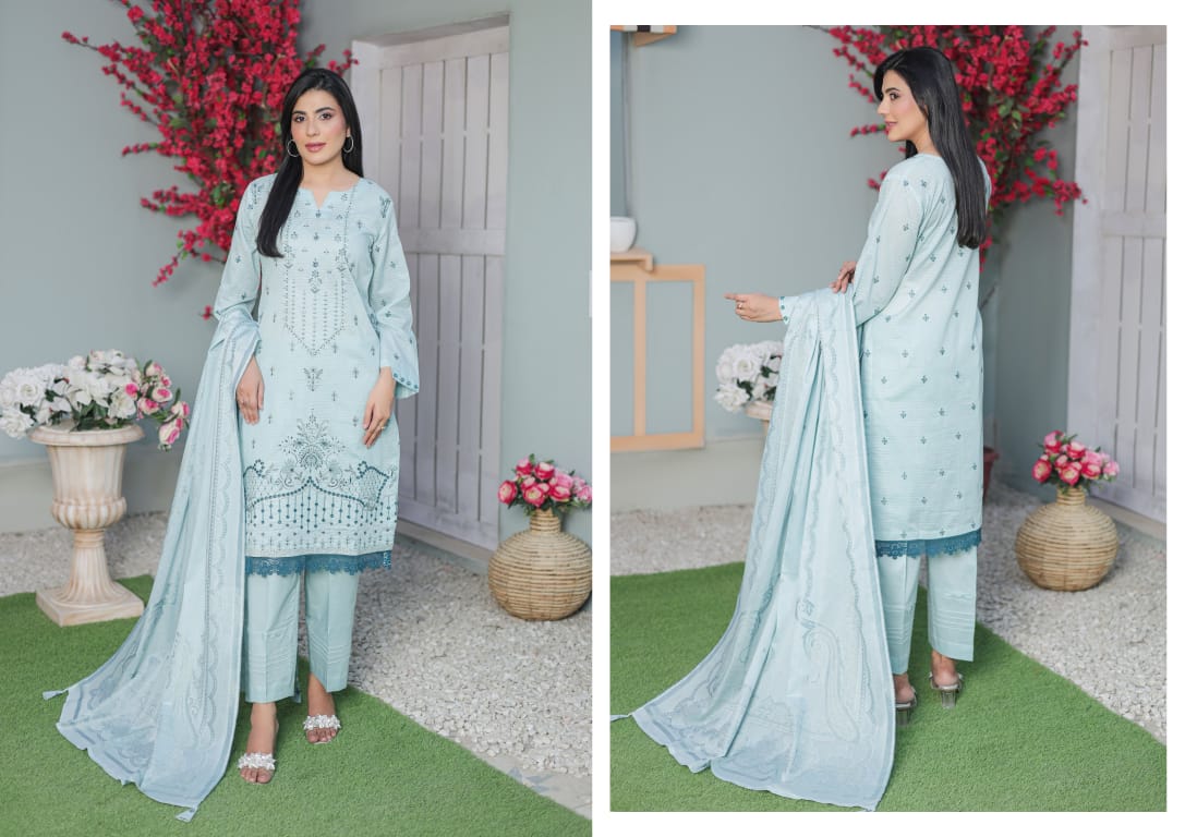 MIRAAS Chikankari Shirt With Jacquard Dupatta - 3 Piece Unstitched