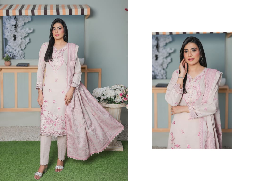 MIRAAS Chikankari Shirt With Jacquard Dupatta - 3 Piece Unstitched