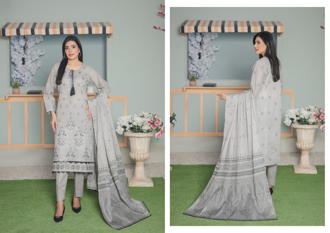 MIRAAS Chikankari Shirt With Jacquard Dupatta - 3 Piece Unstitched