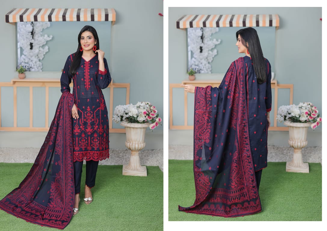 MIRAAS Chikankari Shirt With Jacquard Dupatta - 3 Piece Unstitched
