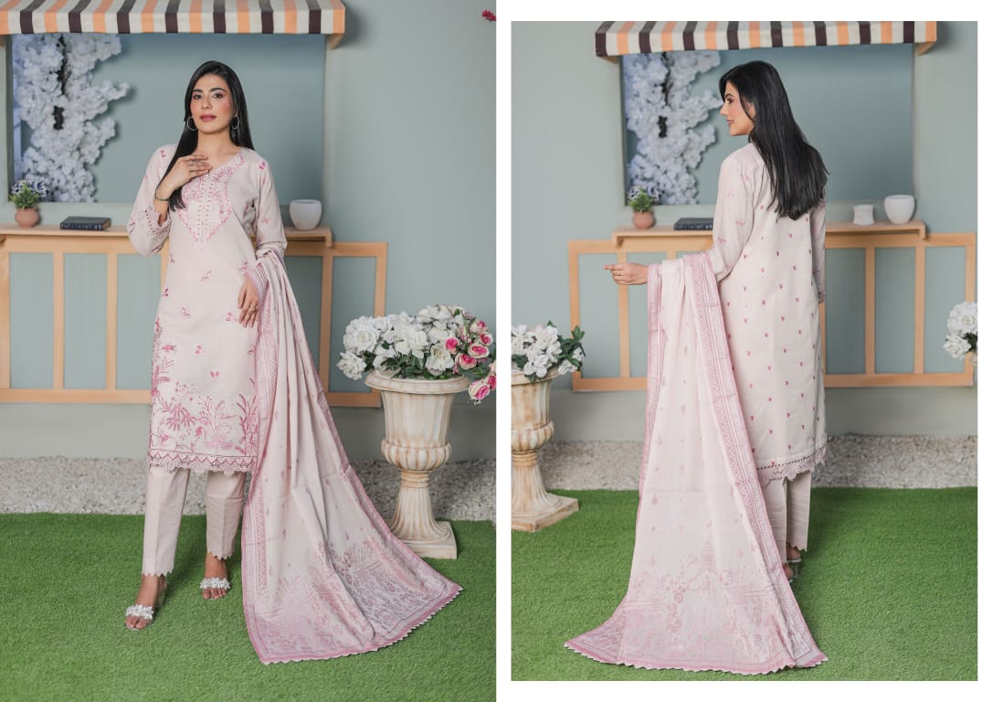MIRAAS Chikankari Shirt With Jacquard Dupatta - 3 Piece Unstitched