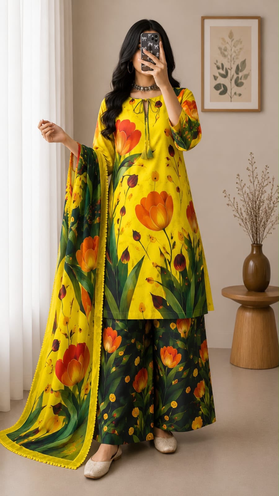 Bonanza Allover Printed Lawn 3-Piece Suit – Trendy Matching Shirt, Trouser & Lawn Dupatta