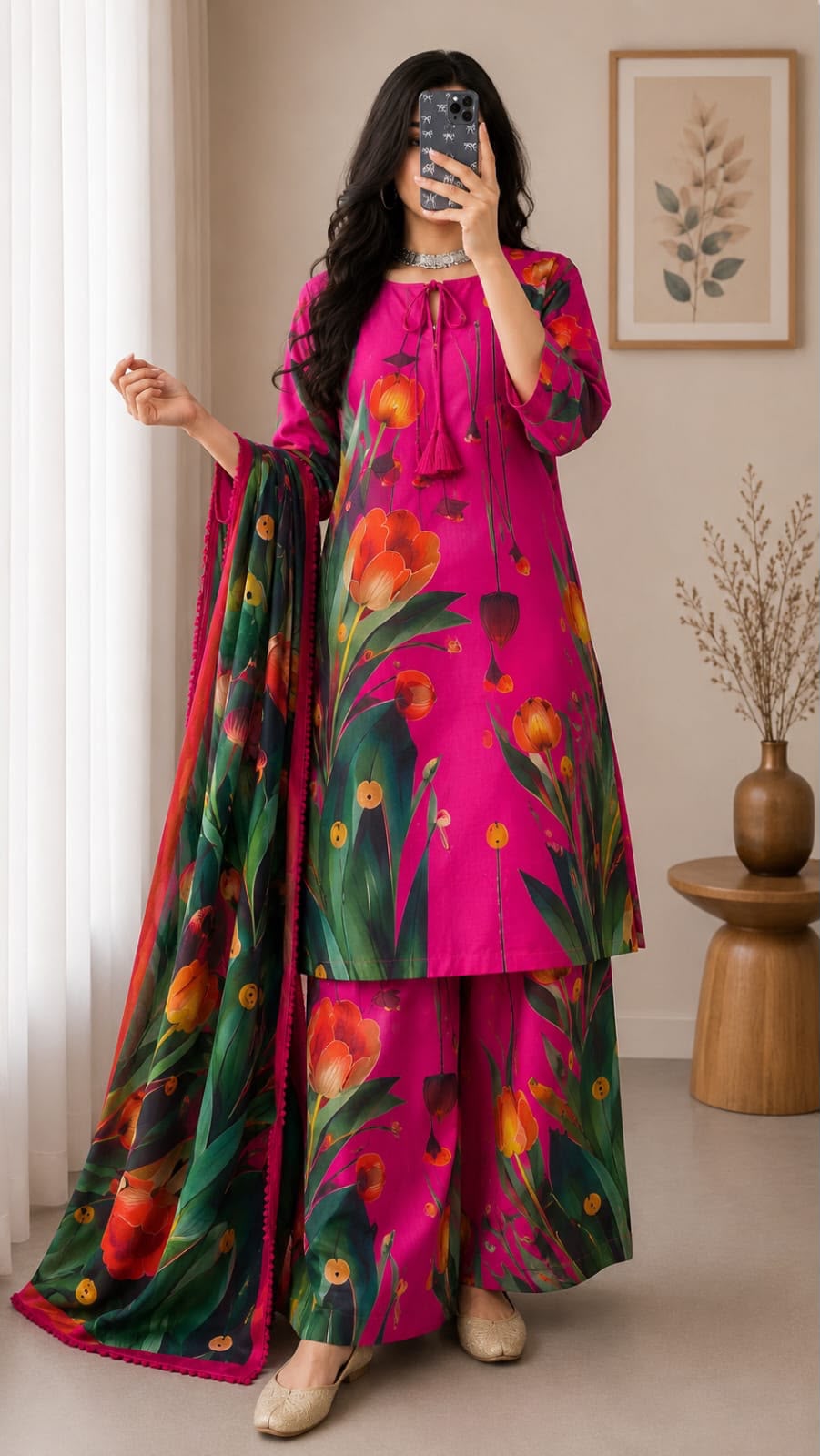 Bonanza Allover Printed Lawn 3-Piece Suit – Trendy Matching Shirt, Trouser & Lawn Dupatta