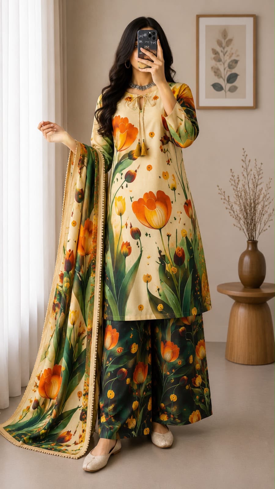 Bonanza Allover Printed Lawn 3-Piece Suit – Trendy Matching Shirt, Trouser & Lawn Dupatta