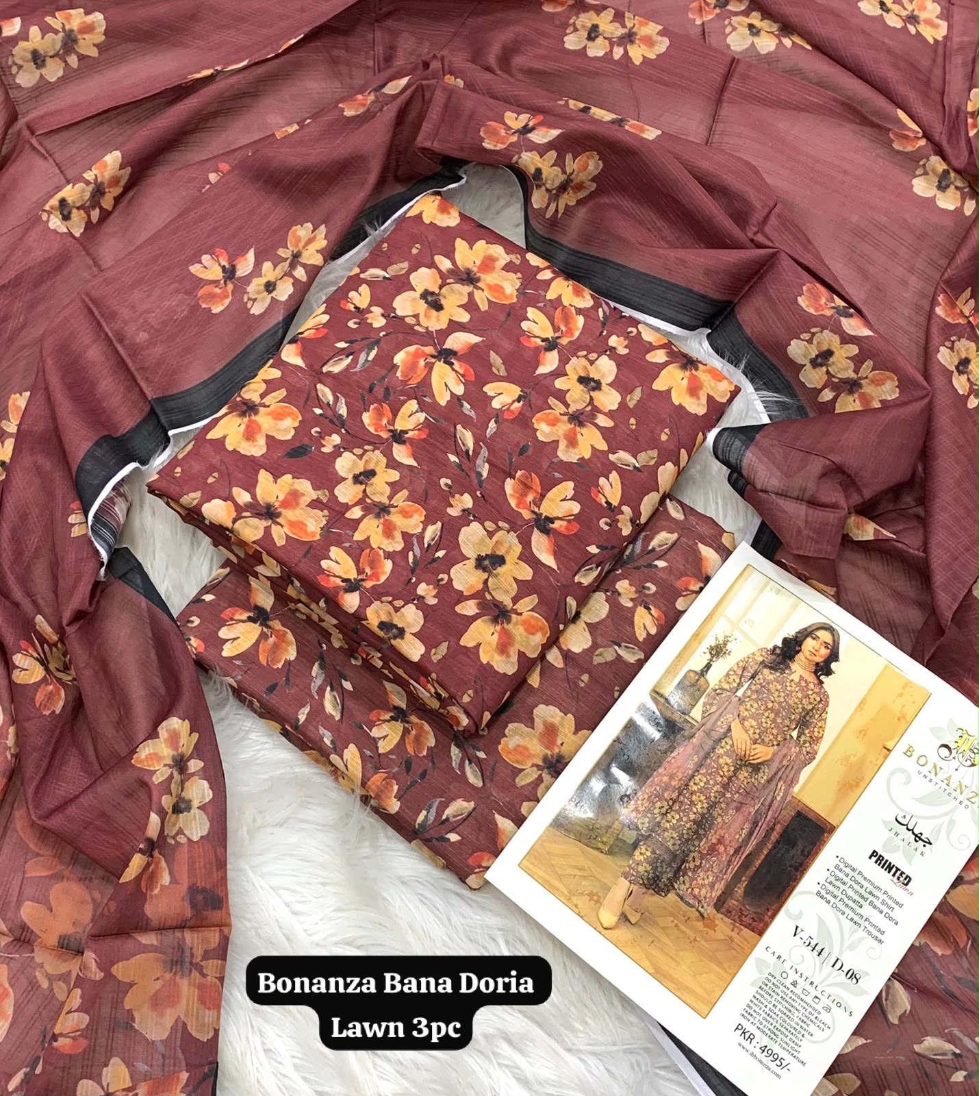 Bonanza Jhalak Printed Bana Doria Lawn 3-Piece Suit – New Volume Collection