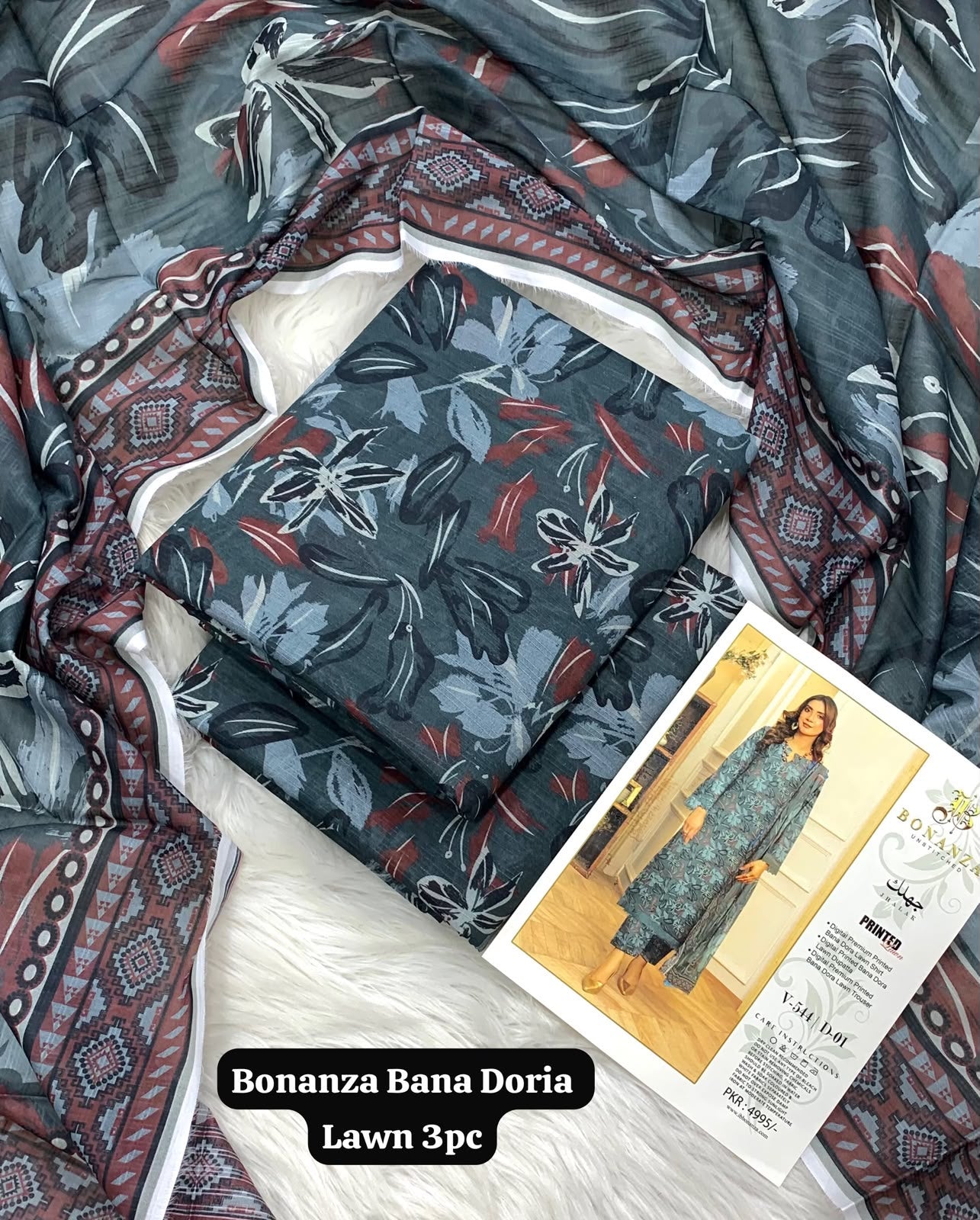 Bonanza Jhalak Printed Bana Doria Lawn 3-Piece Suit – New Volume Collection