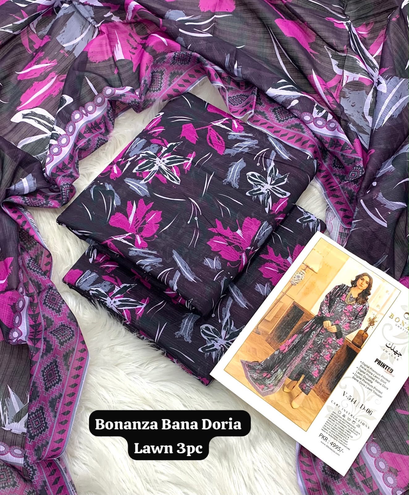 Bonanza Jhalak Printed Bana Doria Lawn 3-Piece Suit – New Volume Collection