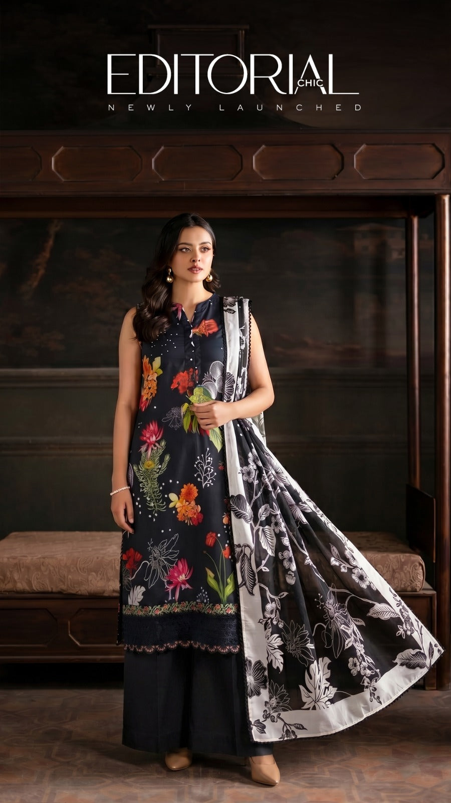 ZoYe Vol 1 Luxury Lawn 3-Piece Suit by GJ Fashion – Digital Printed with Organza Sequins Patch