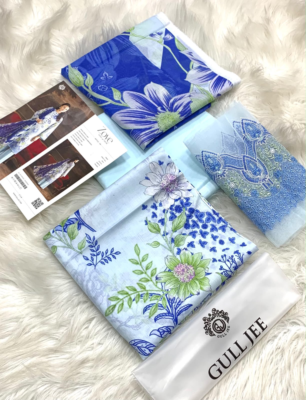 ZoYe Vol 1 Luxury Lawn 3-Piece Suit by GJ Fashion – Digital Printed with Organza Sequins Patch