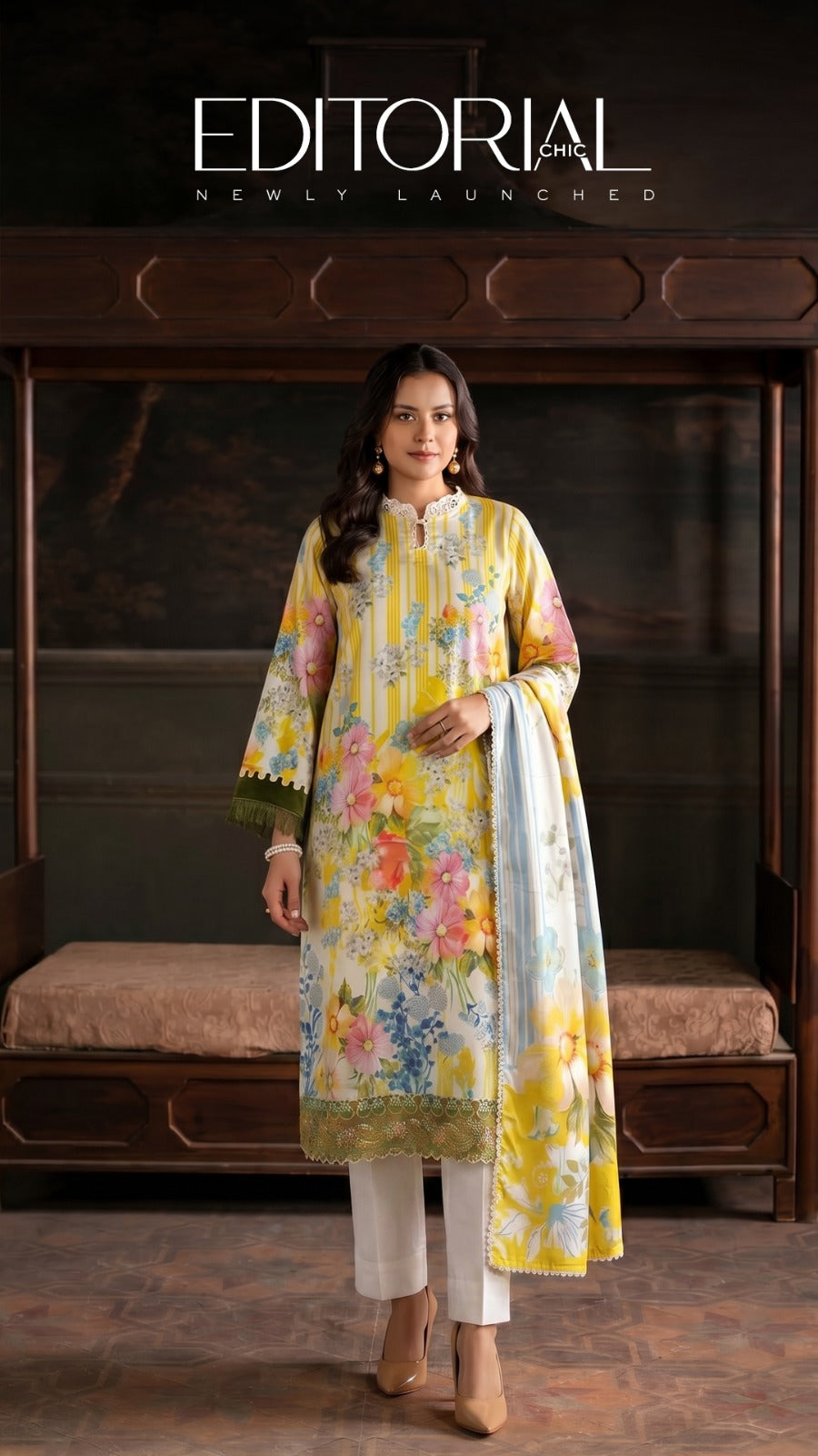 ZoYe Vol 1 Luxury Lawn 3-Piece Suit by GJ Fashion – Digital Printed with Organza Sequins Patch