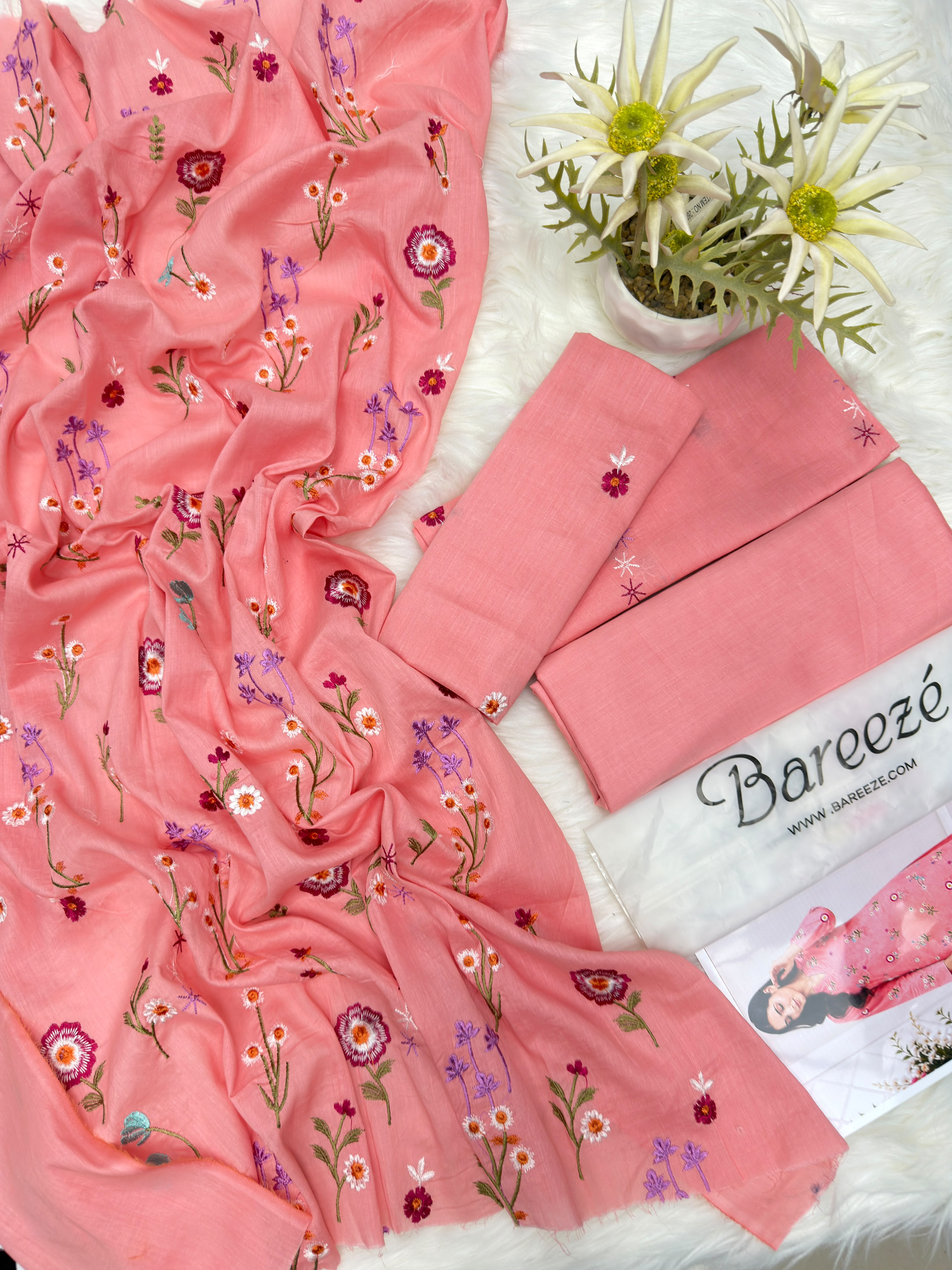BAREEZE Embroidered Lawn 2 Piece Suit - Premium Airjet 90/70 Summer Collection