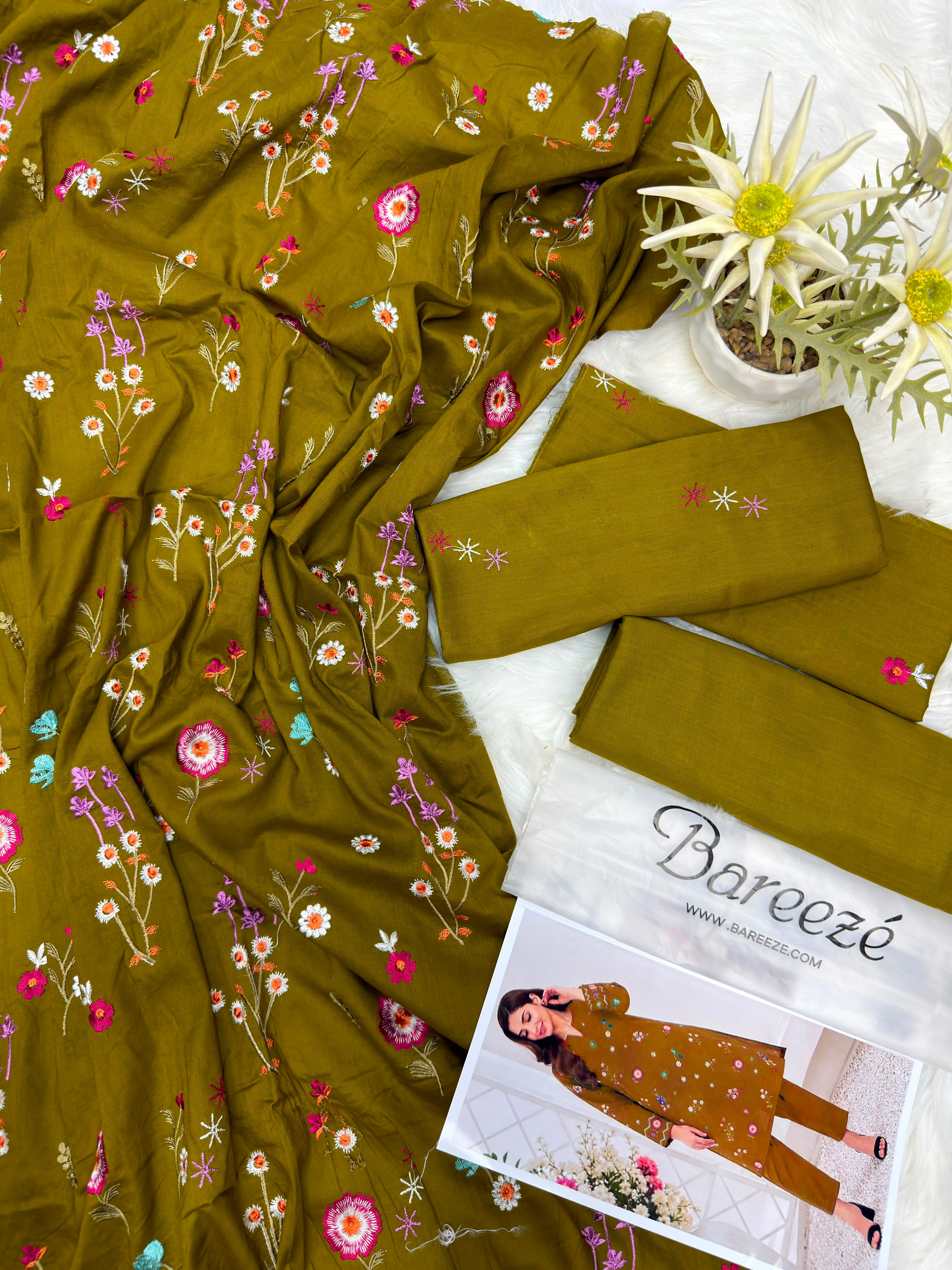 BAREEZE Embroidered Lawn 2 Piece Suit - Premium Airjet 90/70 Summer Collection