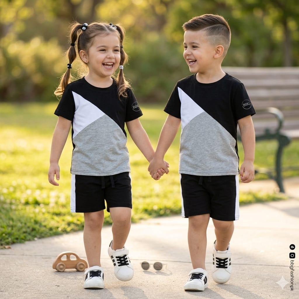 COLOR BLOCK SHORT SLEEVE KIDS WEAR