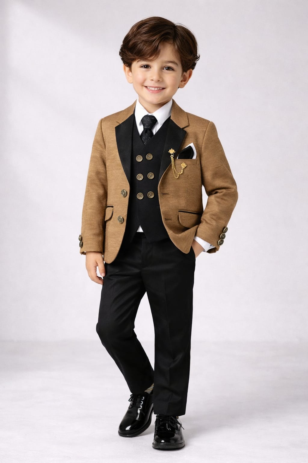 Boys Luxury 4-Piece Party Wear Coat Pant Set (Size 2 to 11 Years)