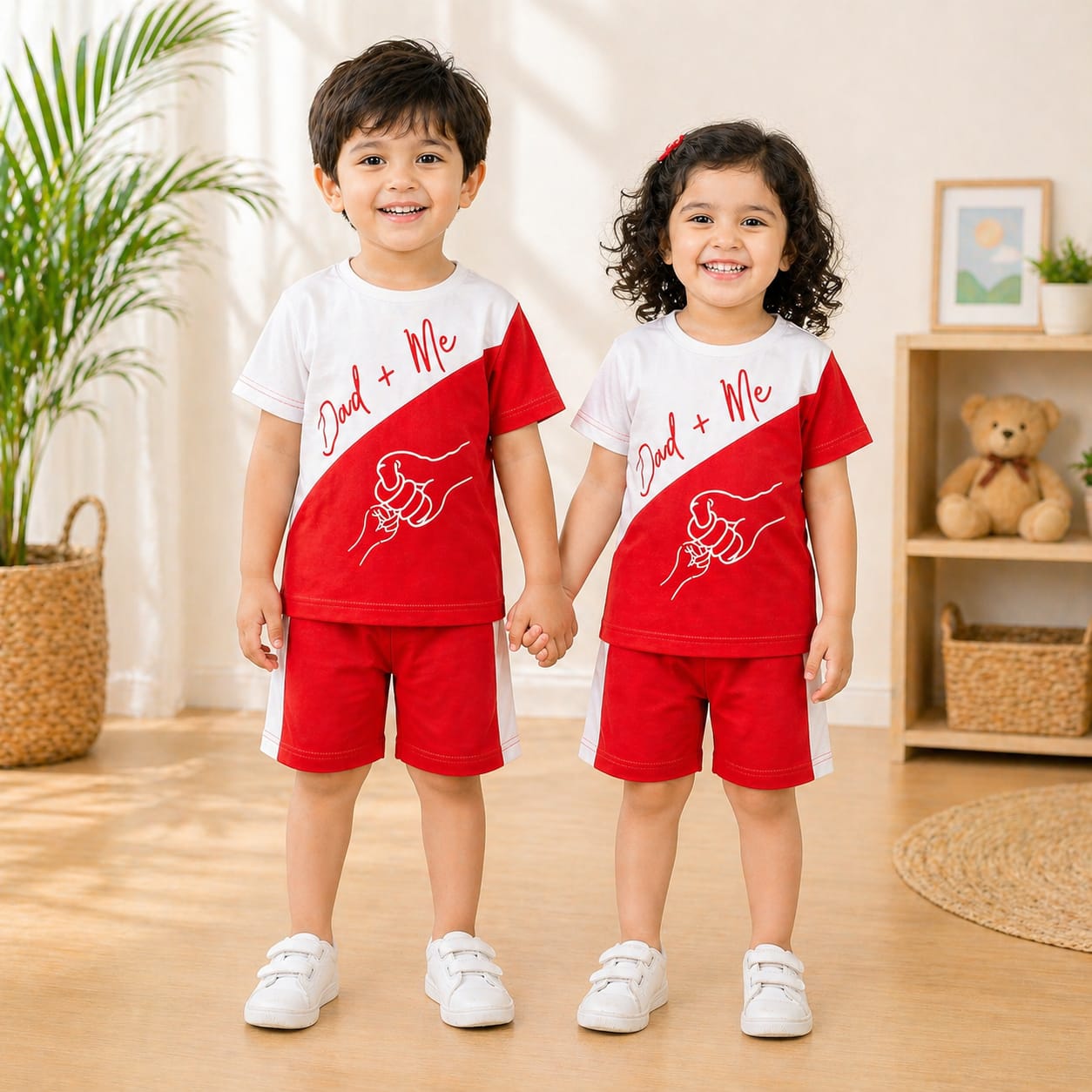 Red Dad + Me Half Sleeve T-Shirt & Short