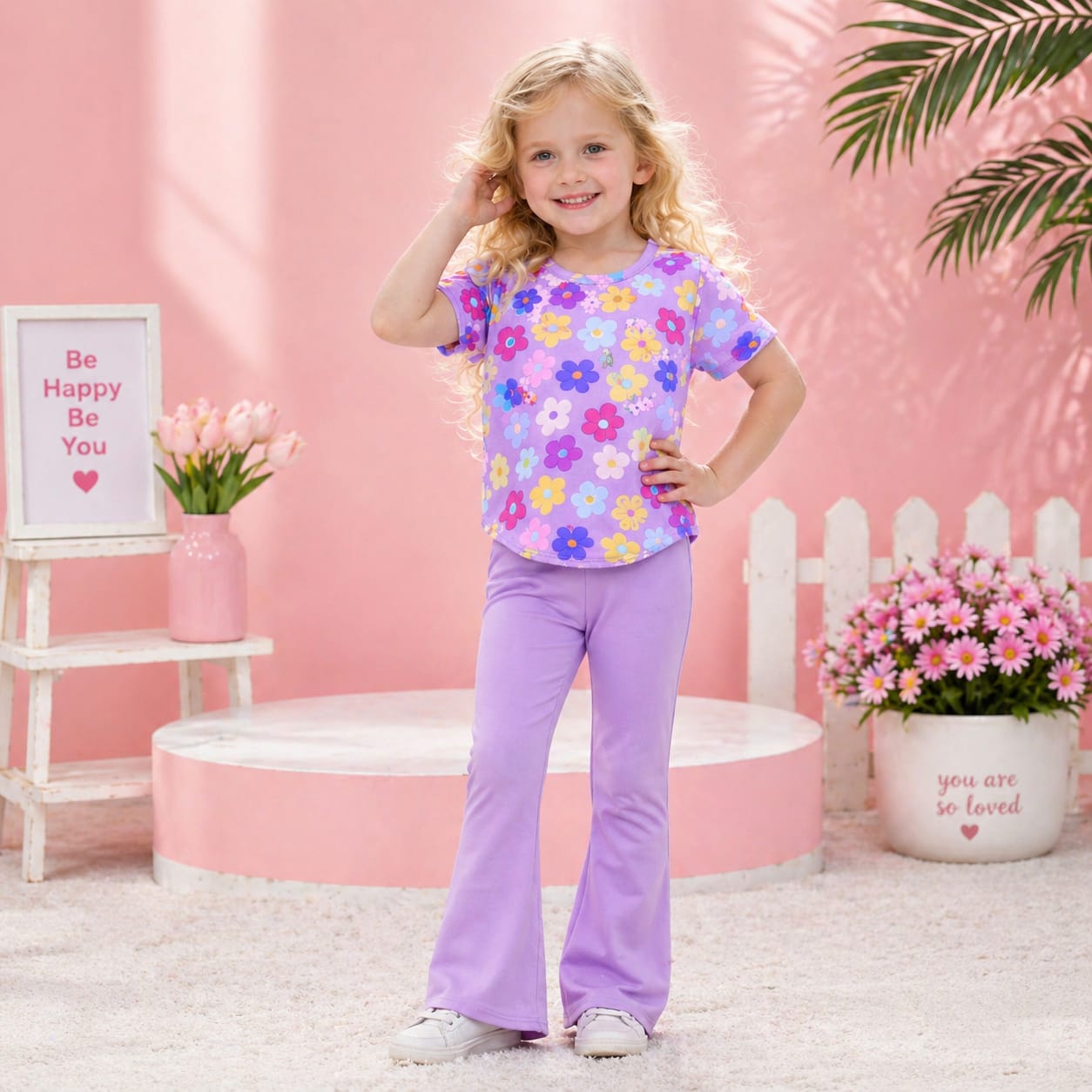 Charming Purple  Cotton Jersey Playground Outfit for Kids